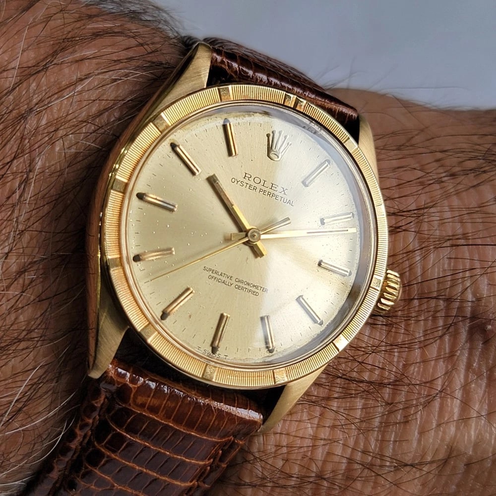 Rolex Oyster Perpetual Ref 1007 18k Solid Gold 1960s Mens 34mm Automatic RA438C - 14