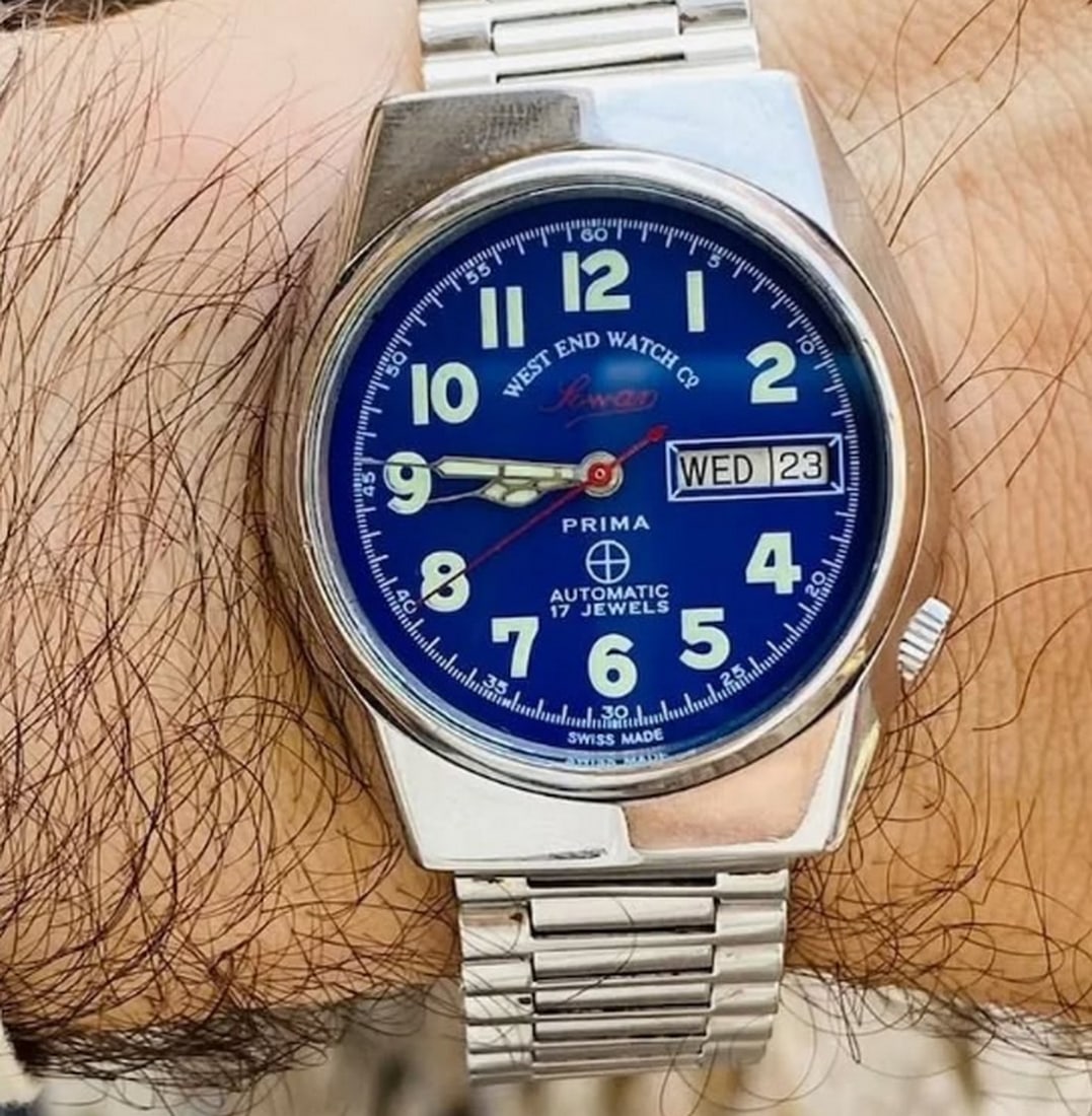 West End Watch Co Sown 17 Jewels Prima Automatic Swiss Made With Day /Date Mens's Wrist Watch - 3