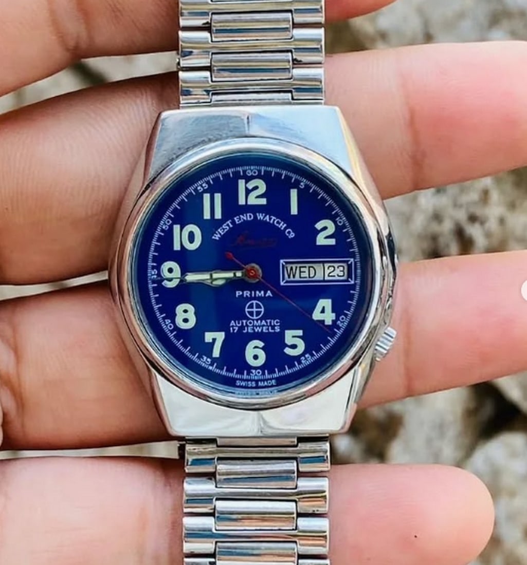 West End Watch Co Sown 17 Jewels Prima Automatic Swiss Made With Day /Date Mens's Wrist Watch - 4