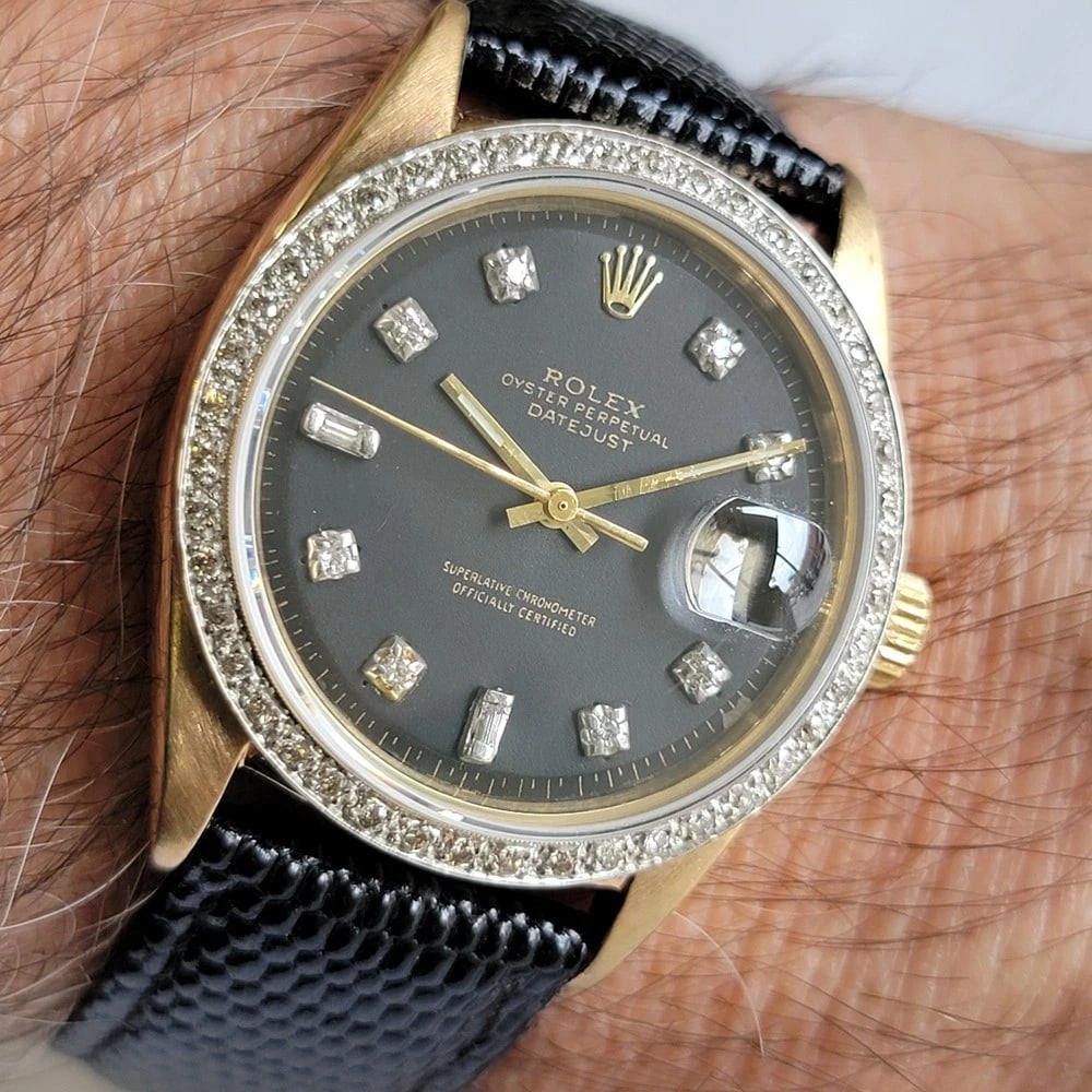 Rolex Oyster Datejust Ref 1601 14k Gold Mens 1960s Diamonds Automatic RA412C - 14