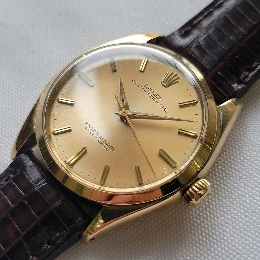 Rolex Oyster Perpetual 1002 34mm 14k Gold Mens 1960s Vintage Automatic NA111B - 4
