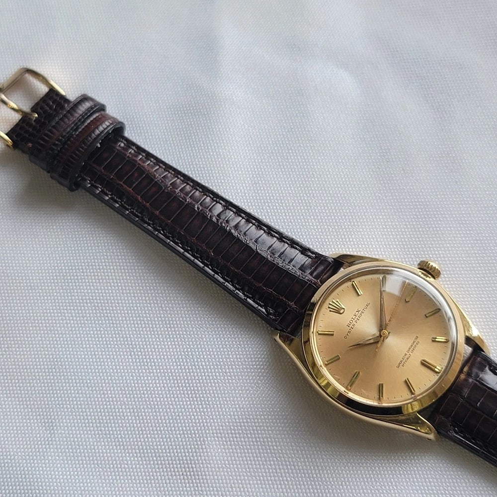 Rolex Oyster Perpetual 1002 34mm 14k Gold Mens 1960s Vintage Automatic NA111B - 7