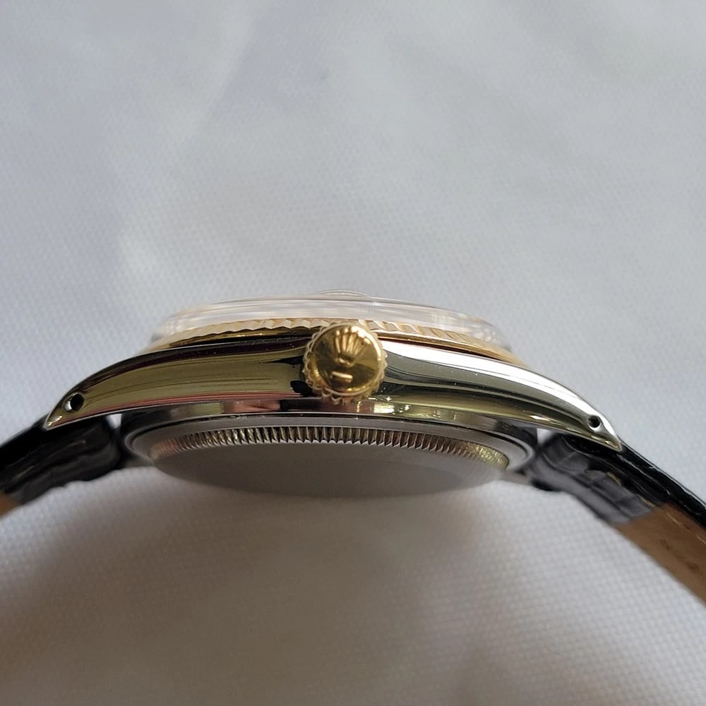 Rolex Oyster 16013 Datejust 36mm 18k SS Linen Dial Mens 1970s Automatic RA393C - 11