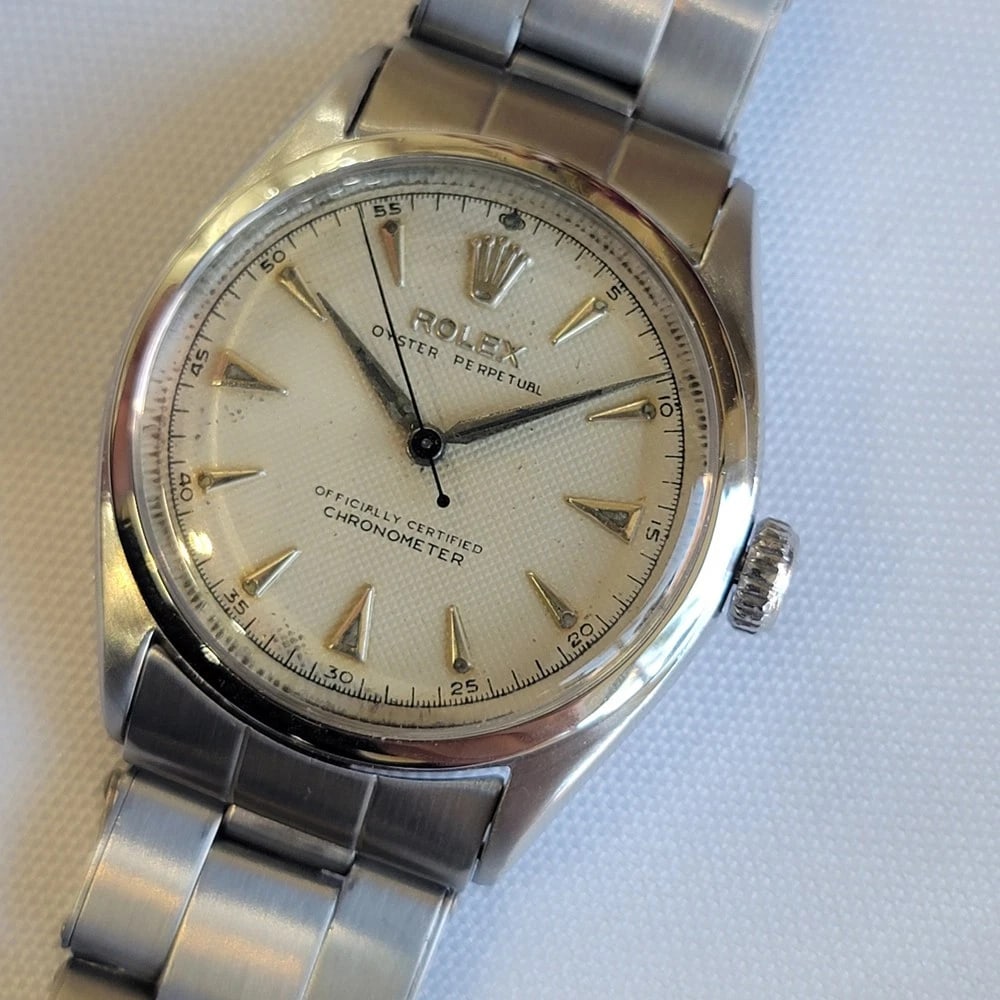 Rolex Oyster Perpetual Ref 6084 Mens 1950s 34mm Automatic Bubble Back RA715 - 4