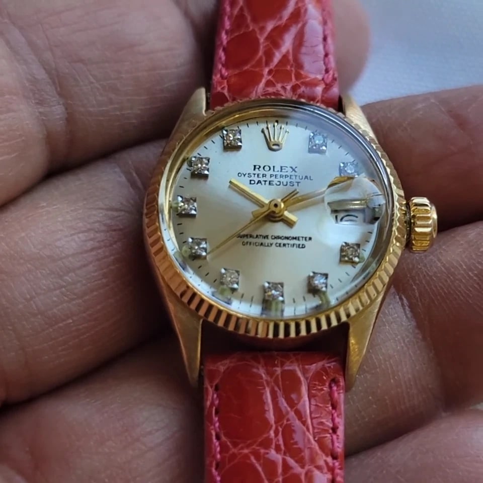 Rolex Datejust Ref 6700 18k Solid Gold Ladies 1960s Diamond Dial Automatic RA688 - 2