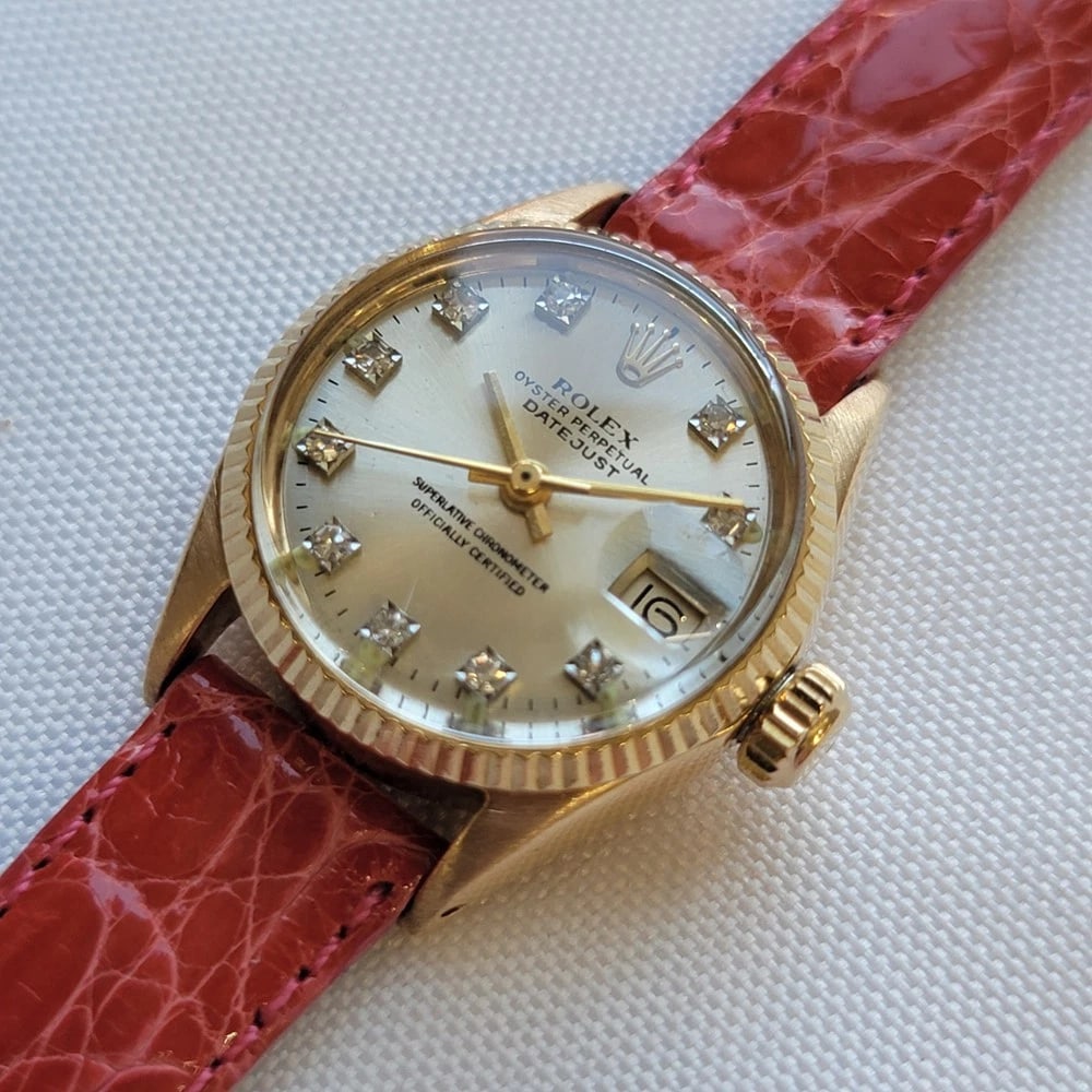 Rolex Datejust Ref 6700 18k Solid Gold Ladies 1960s Diamond Dial Automatic RA688 - 4