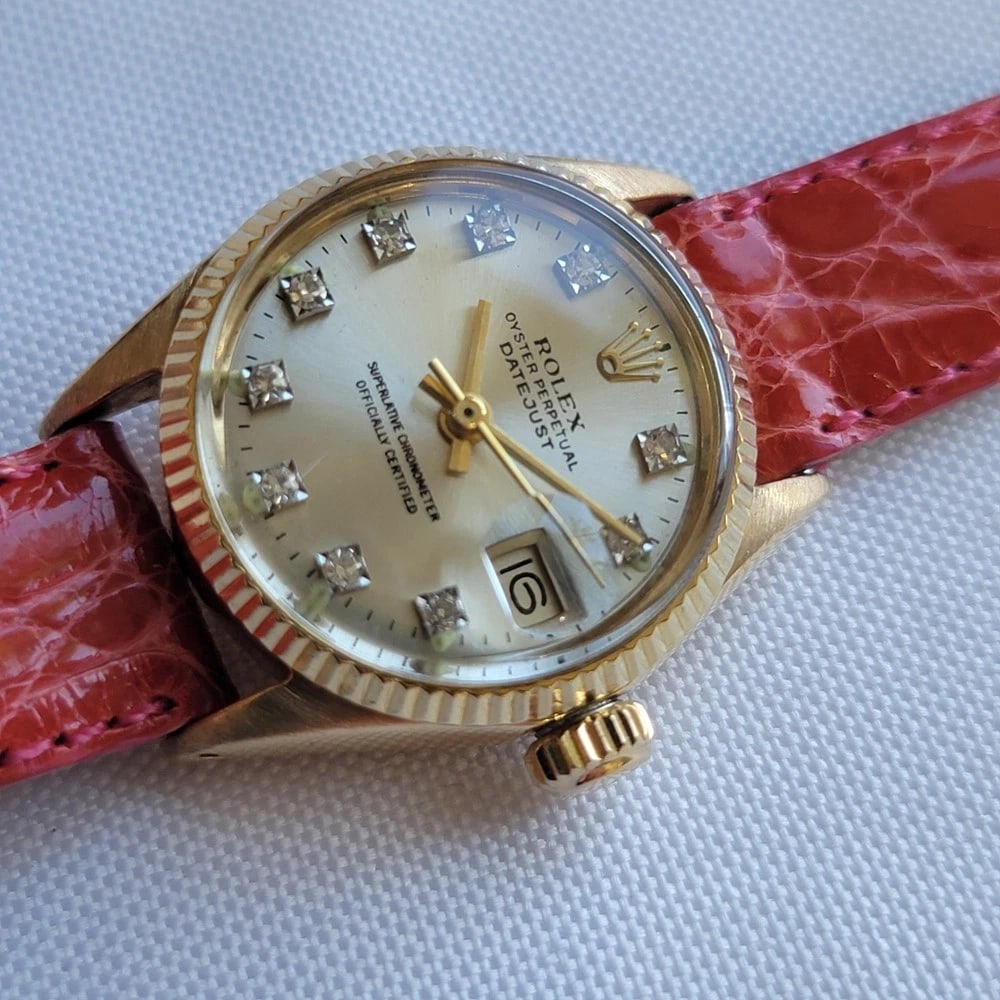Rolex Datejust Ref 6700 18k Solid Gold Ladies 1960s Diamond Dial Automatic RA688 - 5