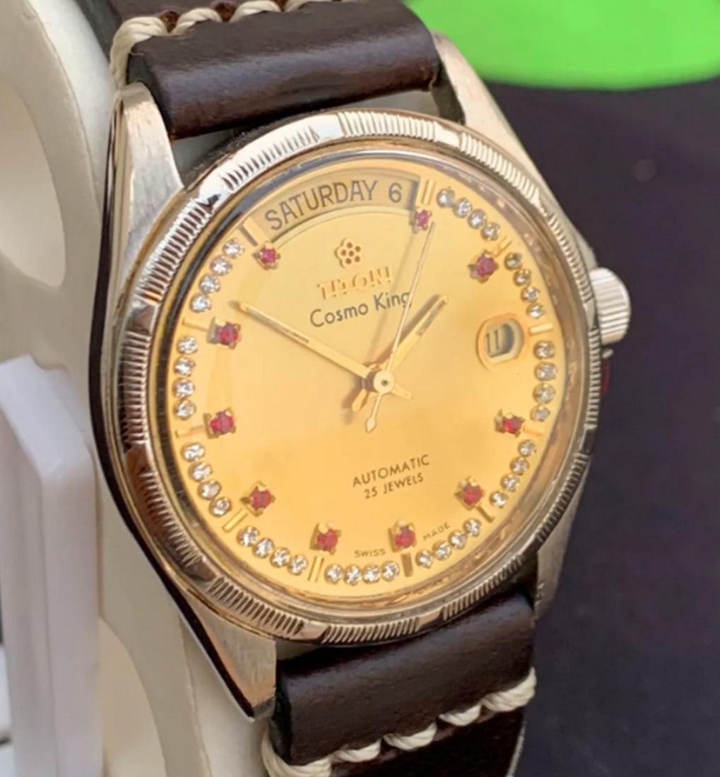 Titoni Cosmo King Day-Date Daimond Yellow Dail 25 Jewels Mens Wrist Watch - 5