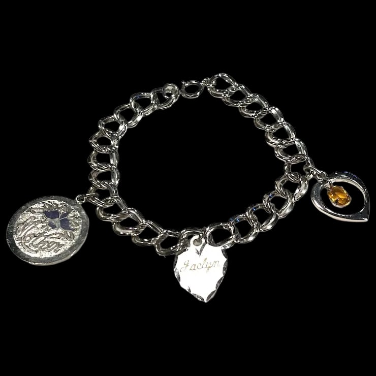 Vintage Charm Bracelet with Mother, Jaclyn, and Birthstone Charms (1 of 9)
