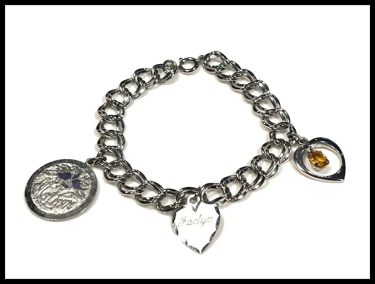Vintage Charm Bracelet with Mother, Jaclyn, and Birthstone Charms - 2