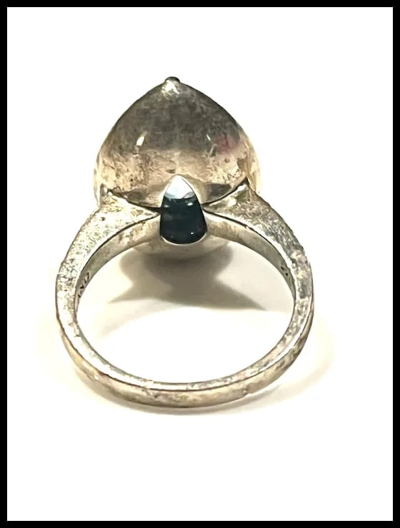 Vintage Sterling Silver Blue Topaz and Marcasite Statement Ring - 6