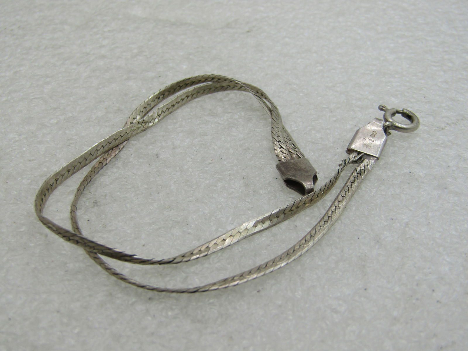 Vintage Sterling Double Strand Bracelet, Herringbone, Diamond Cut, 7.25" NL - 2
