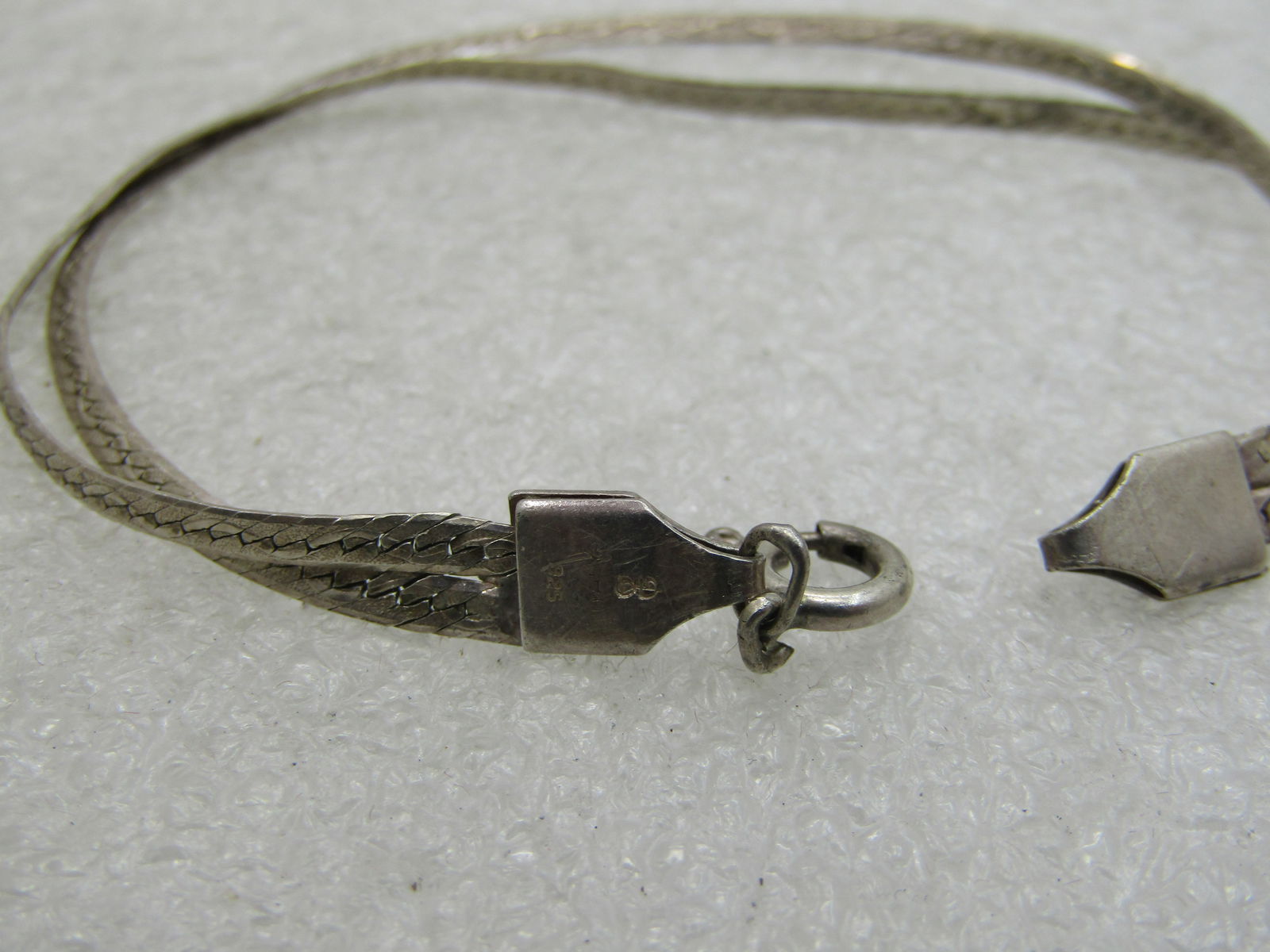 Vintage Sterling Double Strand Bracelet, Herringbone, Diamond Cut, 7.25" NL - 4