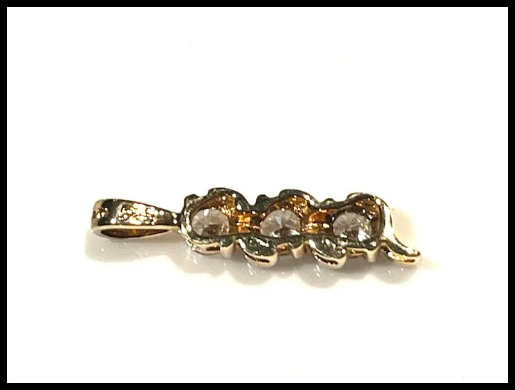 Estate Sterling Silver Gold Plated Three CZ Stone Pendant - 5
