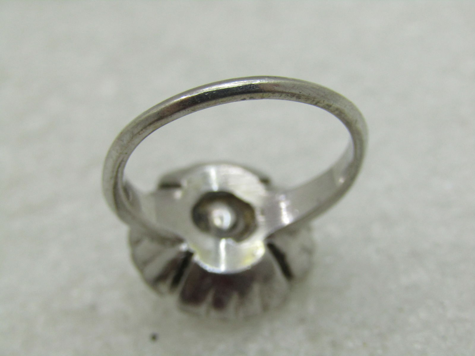 Vintage Sterling Uncas Clear Stone Ring, Art Deco, Sz. 6, Halo (NL) - 4