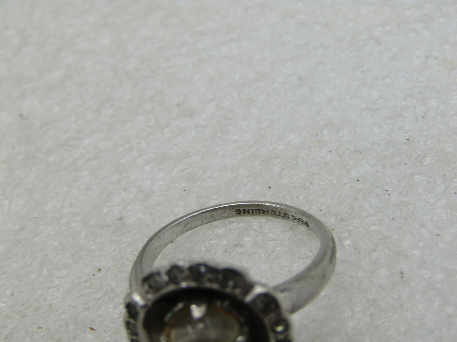 Vintage Sterling Uncas Clear Stone Ring, Art Deco, Sz. 6, Halo (NL) - 5