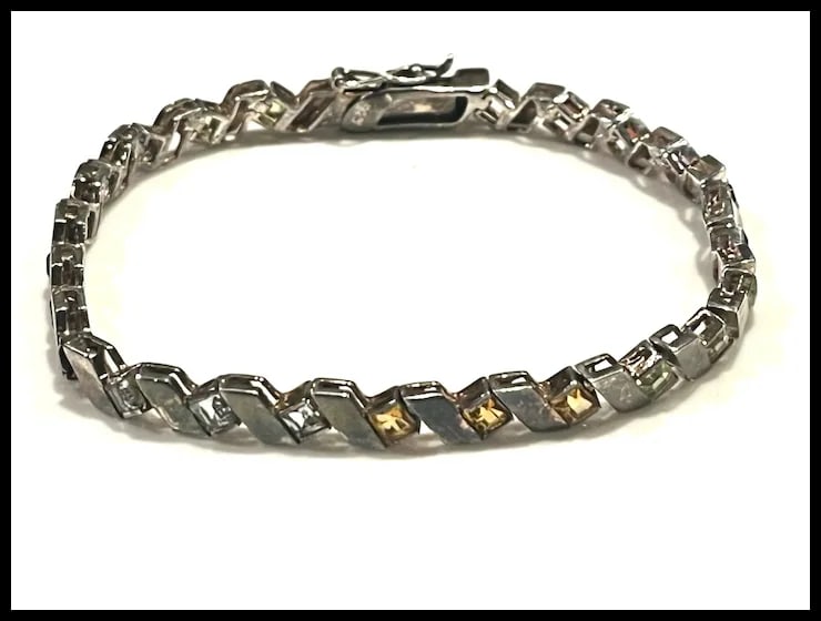 Vintage Sterling Silver Colorful Origami Bracelet - 3