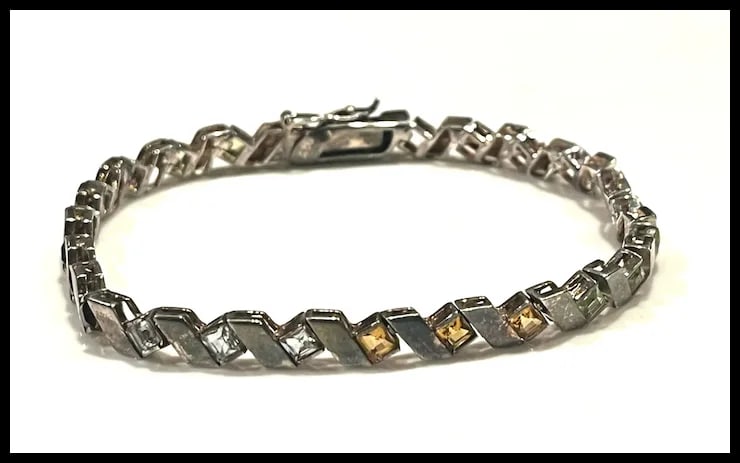 Vintage Sterling Silver Colorful Origami Bracelet - 4