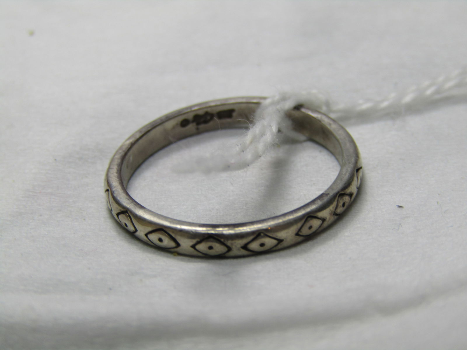 Vintage Sterling Carolyn Pollack Relios Stamped Stackable Ring, Sz. 9 - 2