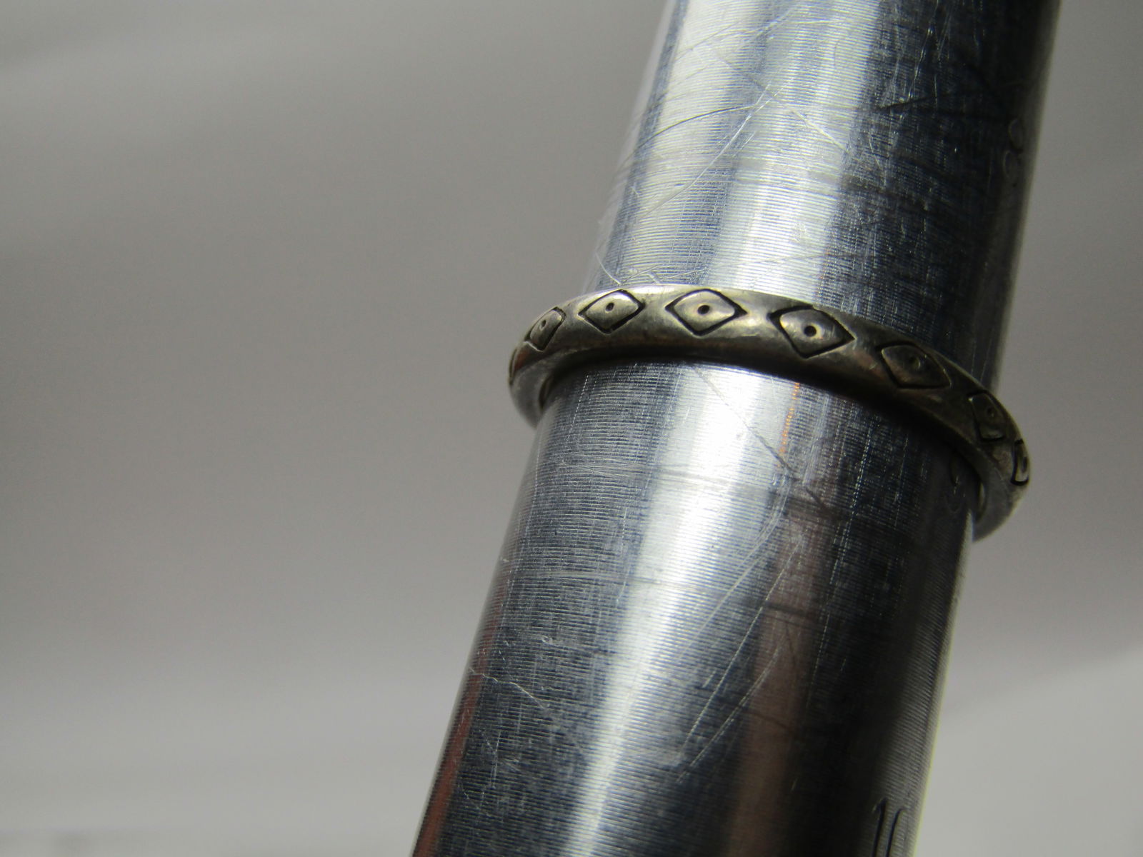 Vintage Sterling Carolyn Pollack Relios Stamped Stackable Ring, Sz. 9 - 5