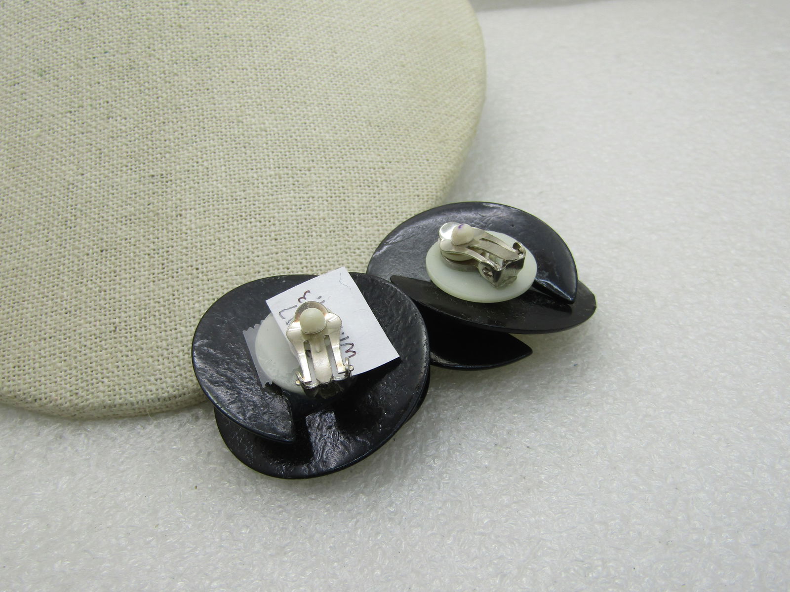 Vintage Black & Gold Clip Earrings, Statement Earrings, 1980's 1.5" - 4