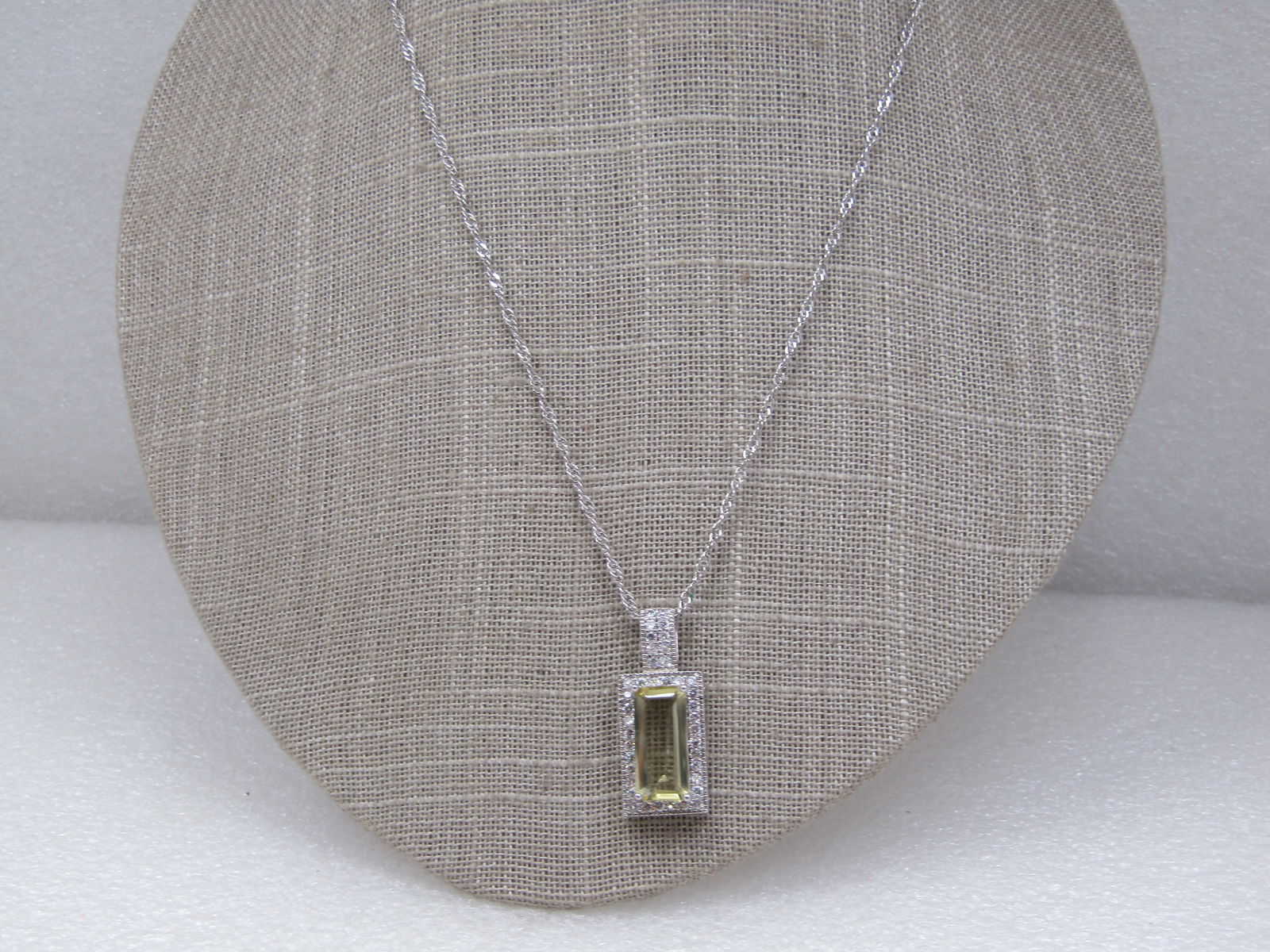 Costume Art Deco Yellow & Clear CZ Necklace, 21" - 3