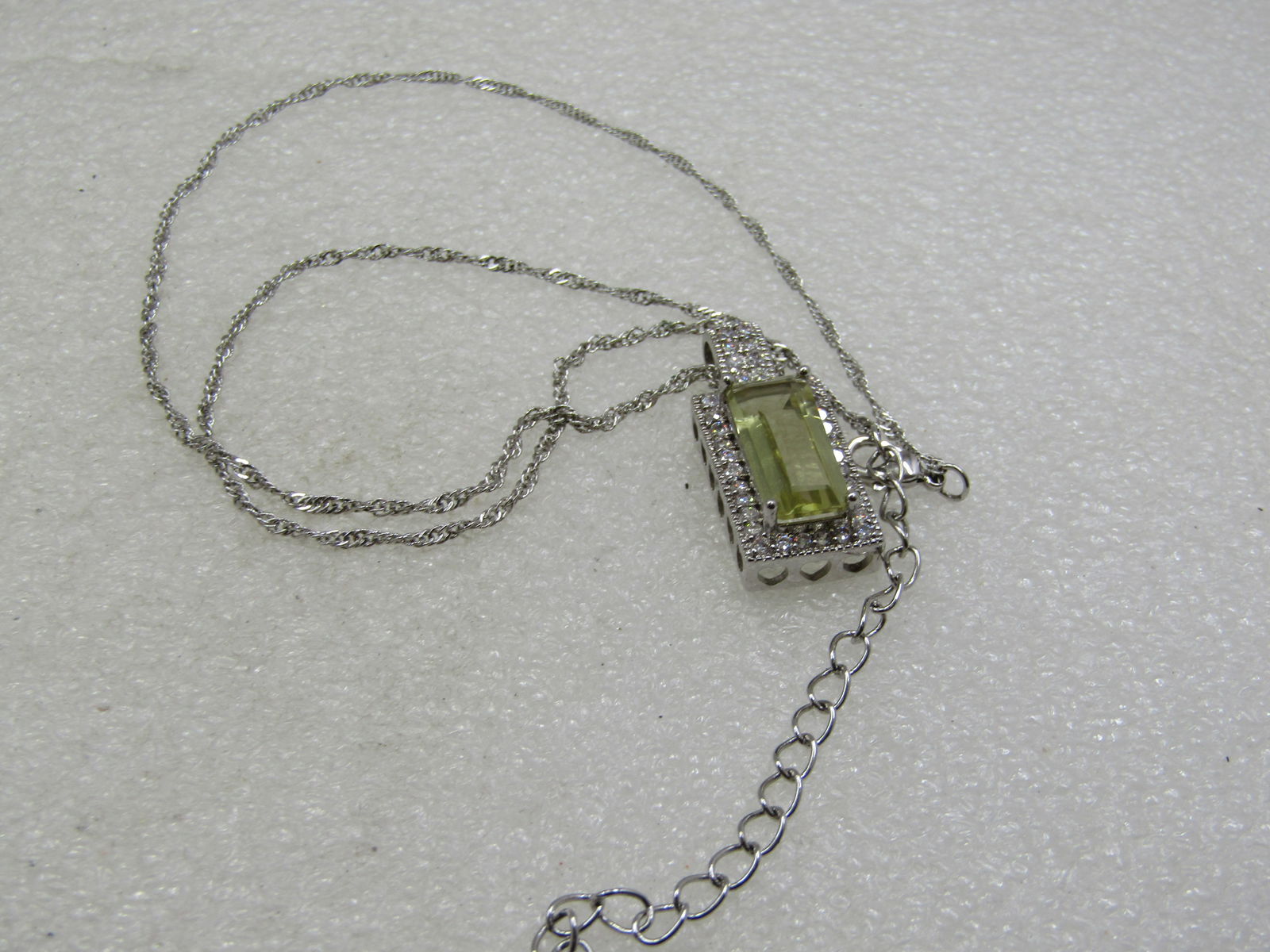 Costume Art Deco Yellow & Clear CZ Necklace, 21" - 5