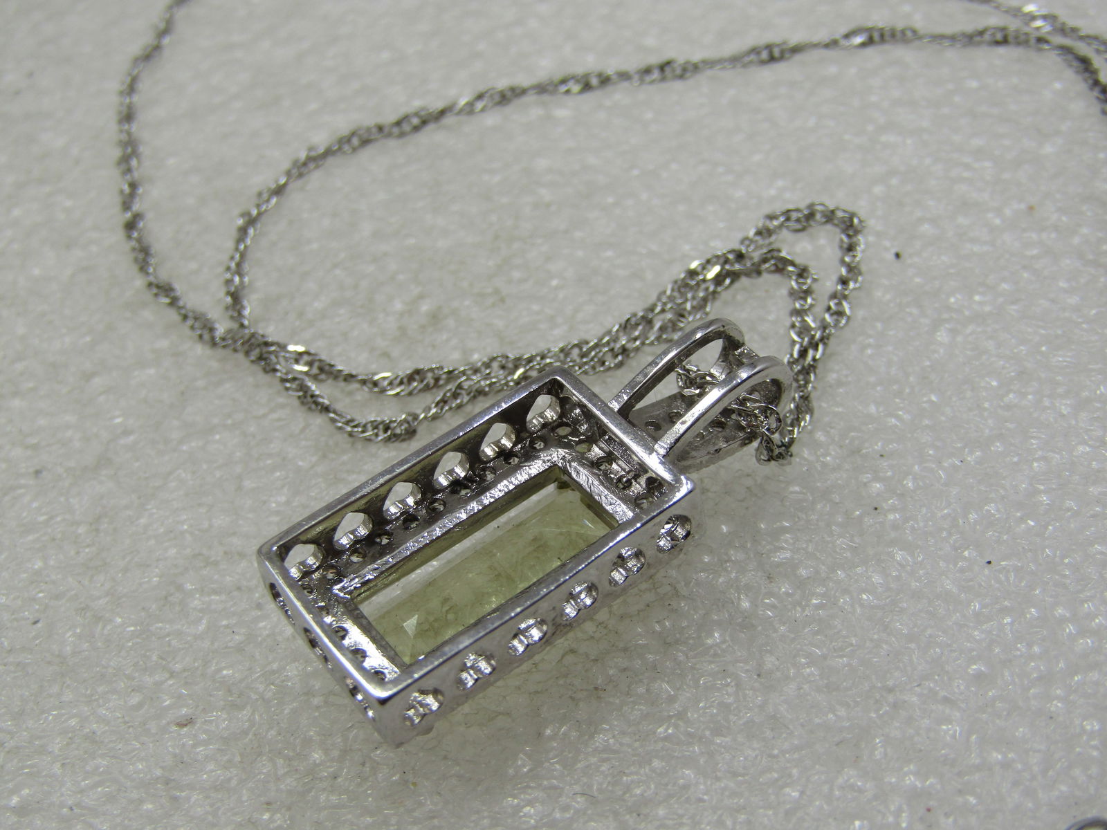 Costume Art Deco Yellow & Clear CZ Necklace, 21" - 8