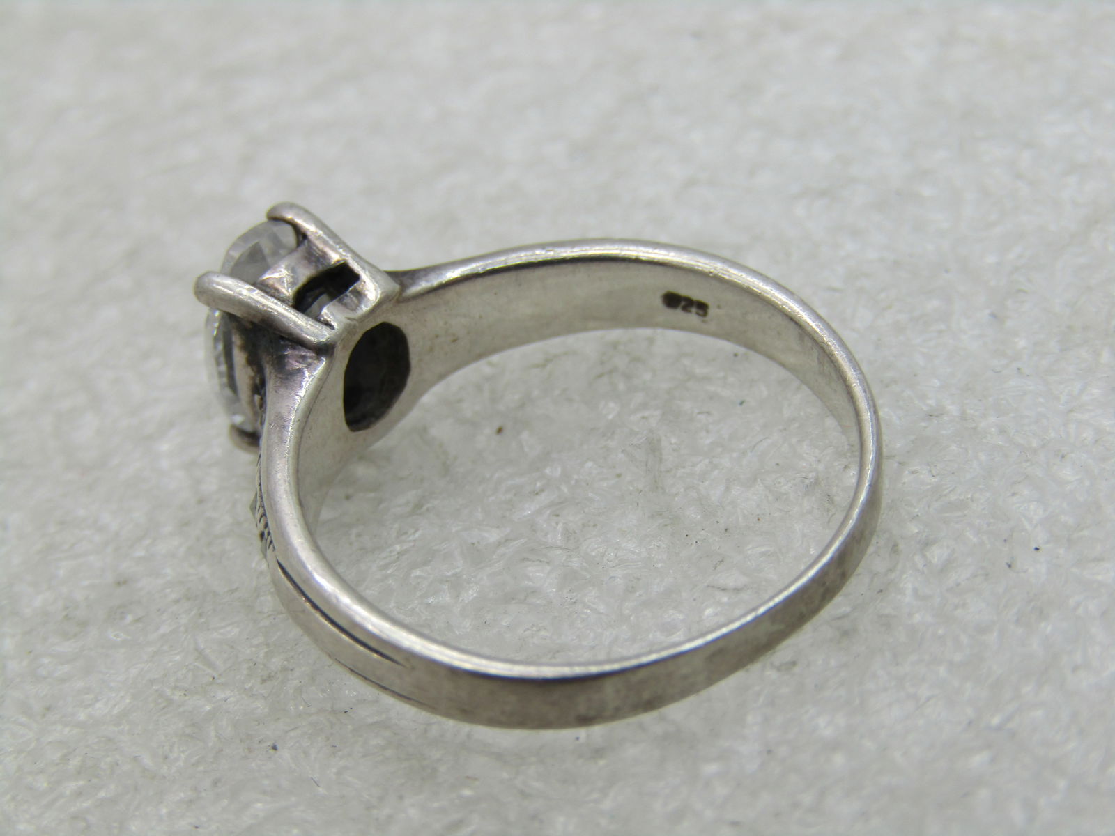 Vintage Sterling Silver Clear Stone & Marcasite Ring, Sz. 8 - 4