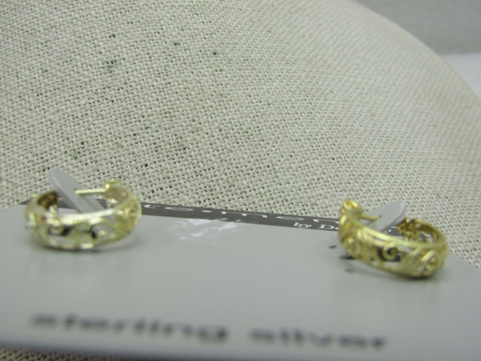 Vintage Gold over Sterling Filigree Hoop Earrings, Pierced, Statements by Danielle - 2