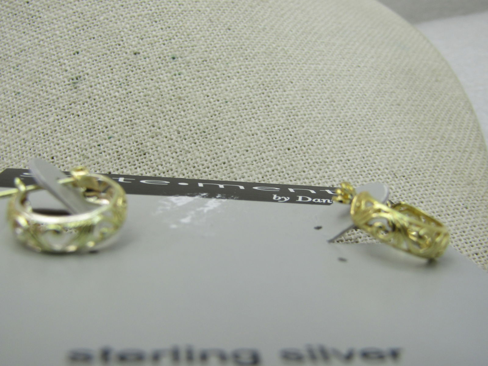 Vintage Gold over Sterling Filigree Hoop Earrings, Pierced, Statements by Danielle - 5