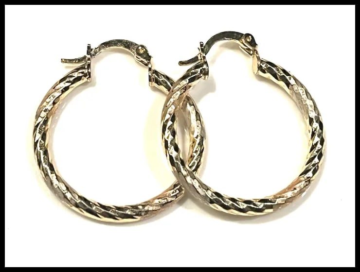 Estate Gold Plated Etched Earrings - 2