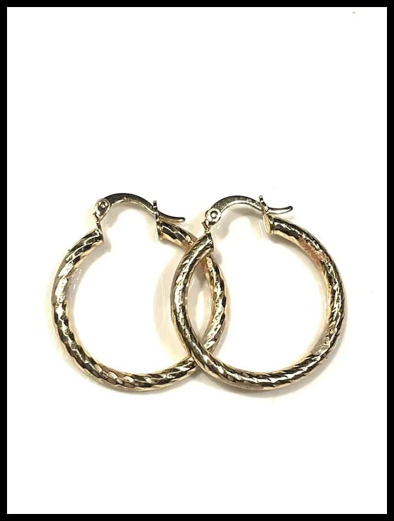 Estate Gold Plated Etched Earrings - 4