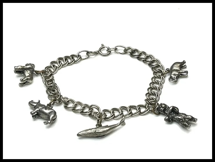 Vintage Sterling Silver Animal Themed Charm Bracelet - 2