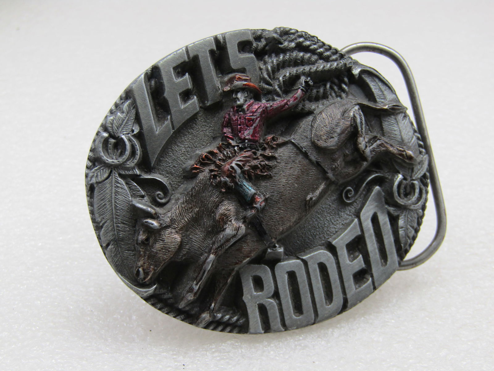 Vintage Let's Rodeo Belt Buckle, Signed Beramont No. 980115 - 2