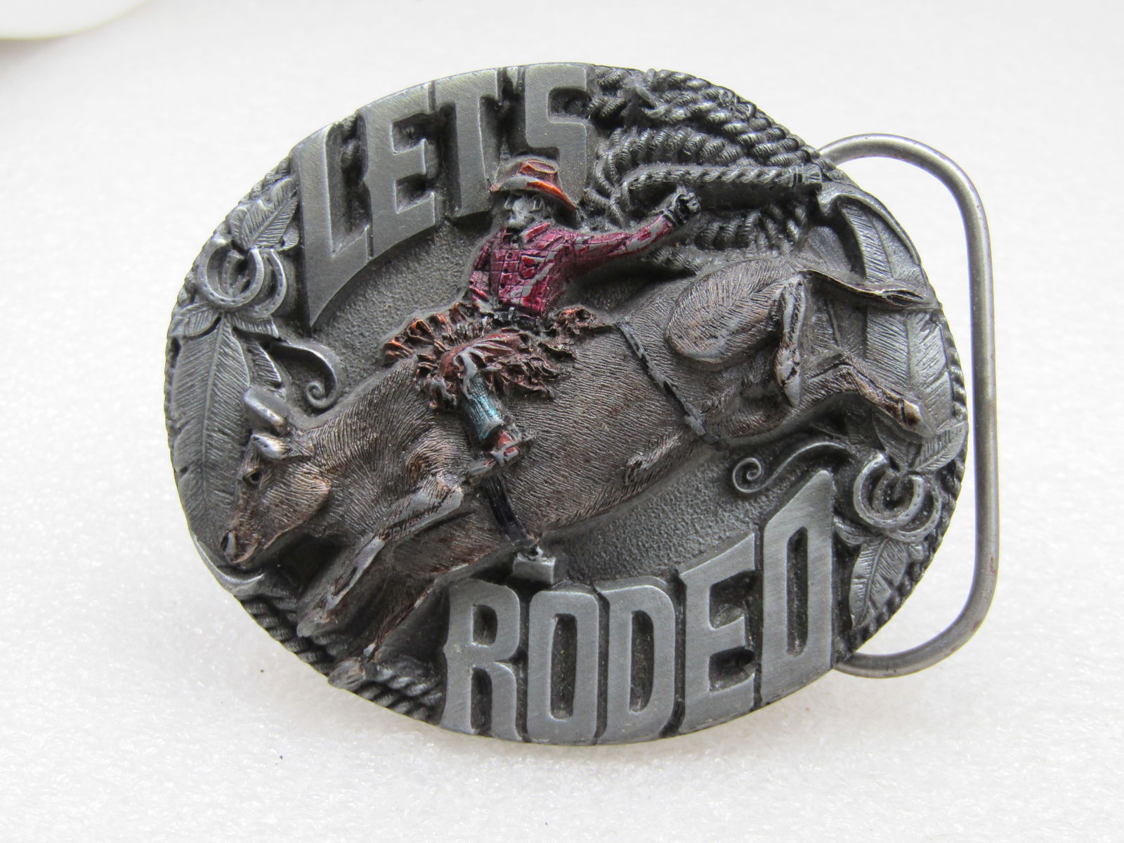 Vintage Let's Rodeo Belt Buckle, Signed Beramont No. 980115 - 3