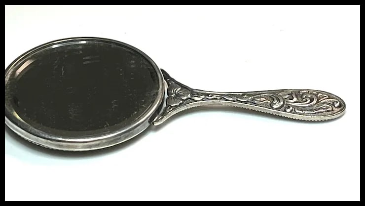 Vintage Denmark Hans Jensen Handheld Handbag Mirror - 10