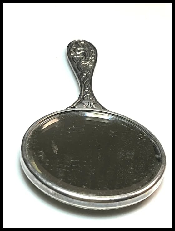 Vintage Denmark Hans Jensen Handheld Handbag Mirror - 11