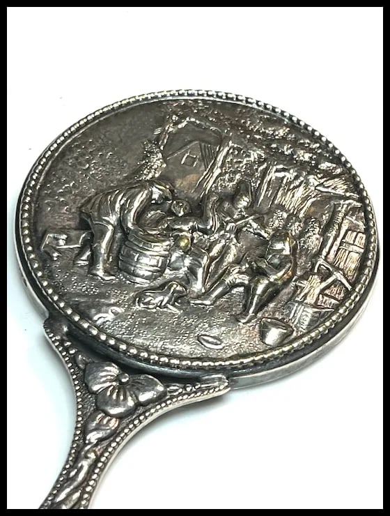 Vintage Denmark Hans Jensen Handheld Handbag Mirror - 6