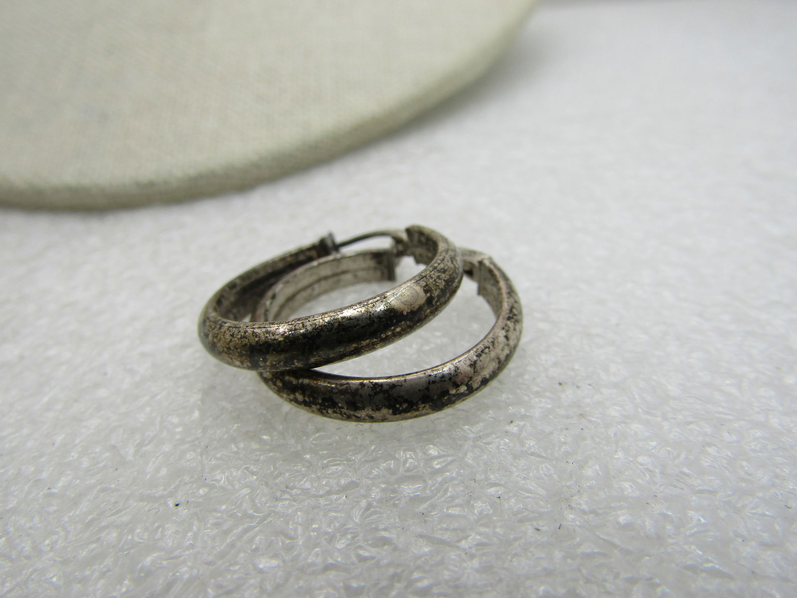 Vintage Sterling Silver Hoop Earrings, Pierced, 1" tall with hinged locking posts and 3.5mm wide and - 4