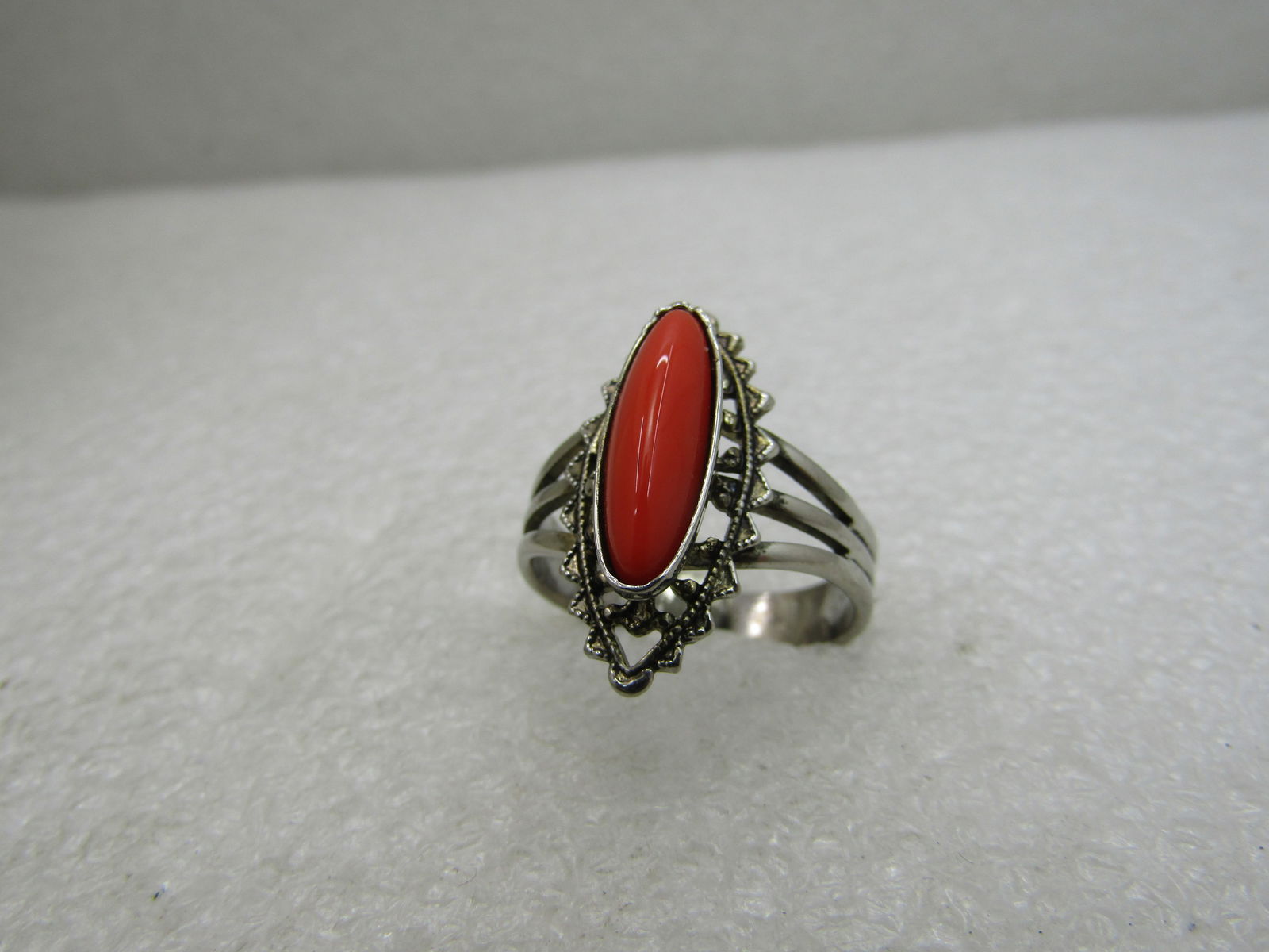 Southwestern Faux Coral Ring, Adjustable, Sz. 6-9 - 3