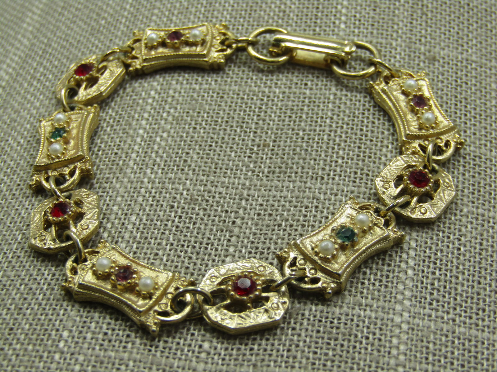 Vintage Rhinestone Faux Pearl Bracelet, 7.25, Sarah Coventry - 3