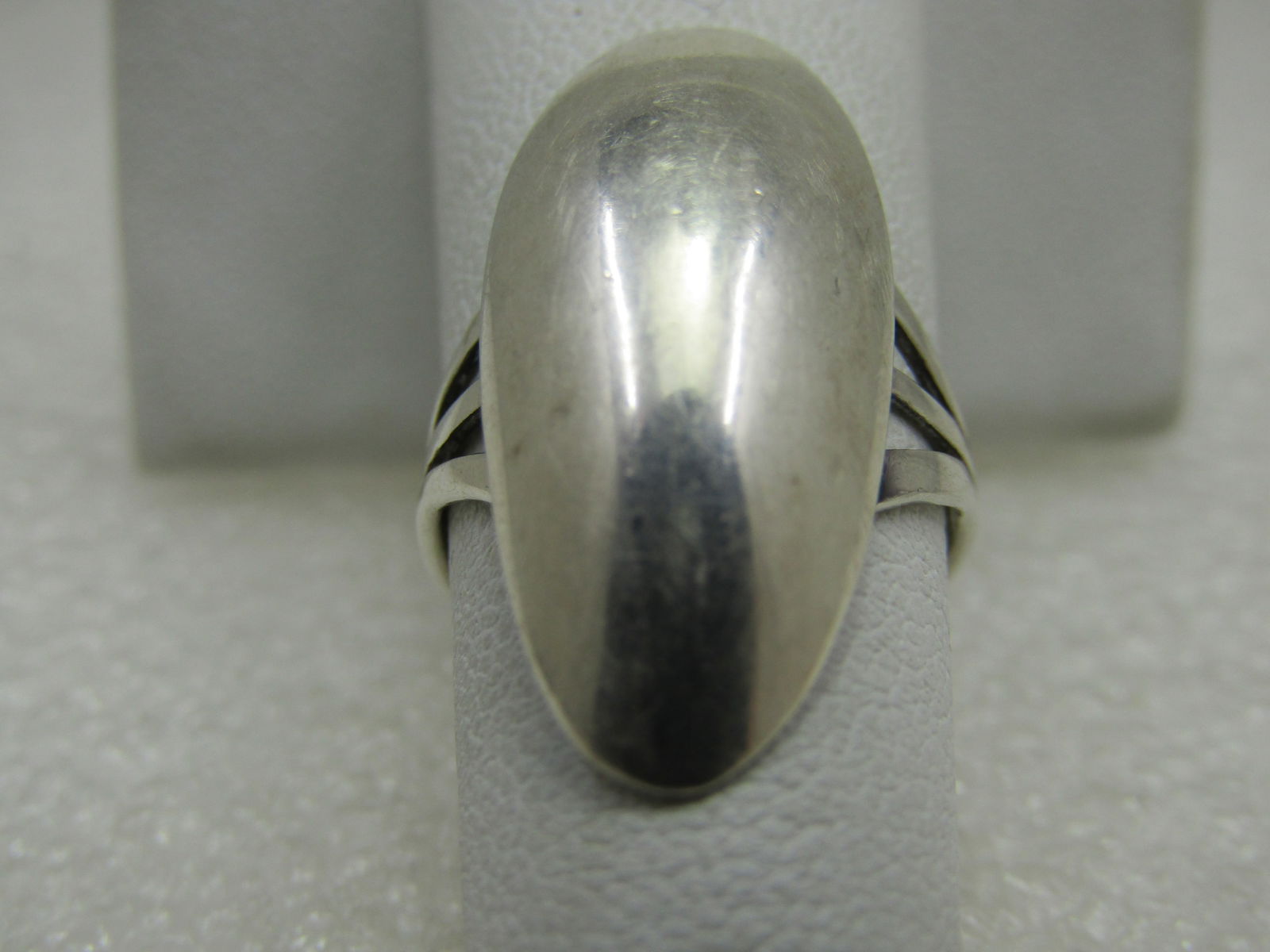 Vintage Sterling Modern Long Ring, Sz. 5.75, Southwestern Crossover - 3