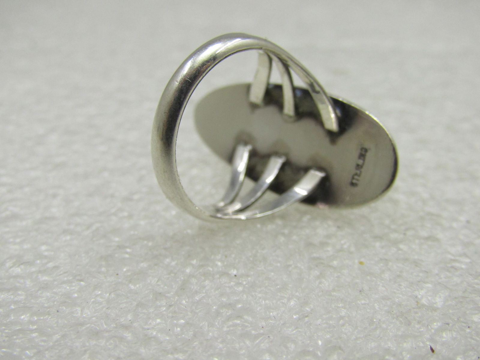 Vintage Sterling Modern Long Ring, Sz. 5.75, Southwestern Crossover - 7