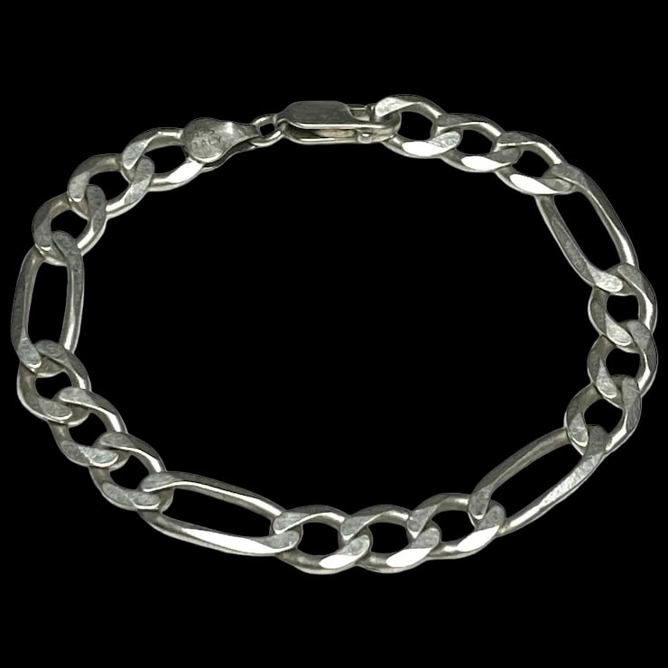 Estate Sterling Silver Flat Figaro Bracelet (1 of 5)