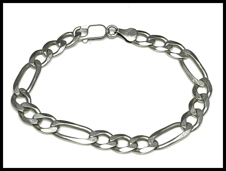 Estate Sterling Silver Flat Figaro Bracelet - 3