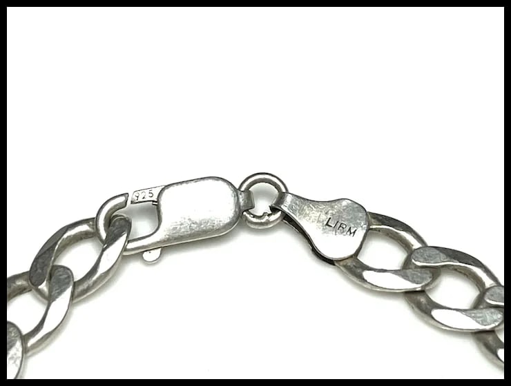 Estate Sterling Silver Flat Figaro Bracelet - 5