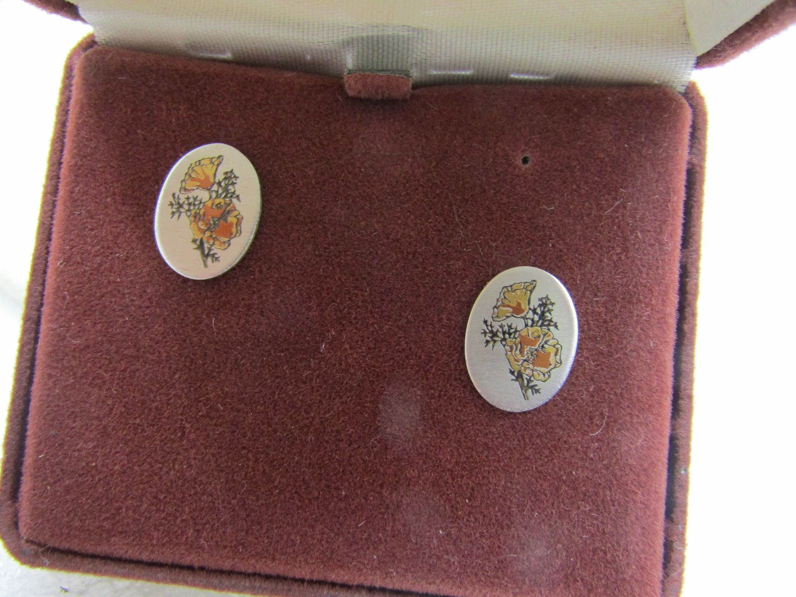 Vintage Reed & Barton Oval Floral Pierced Earrings, New Vintage in Box - 3