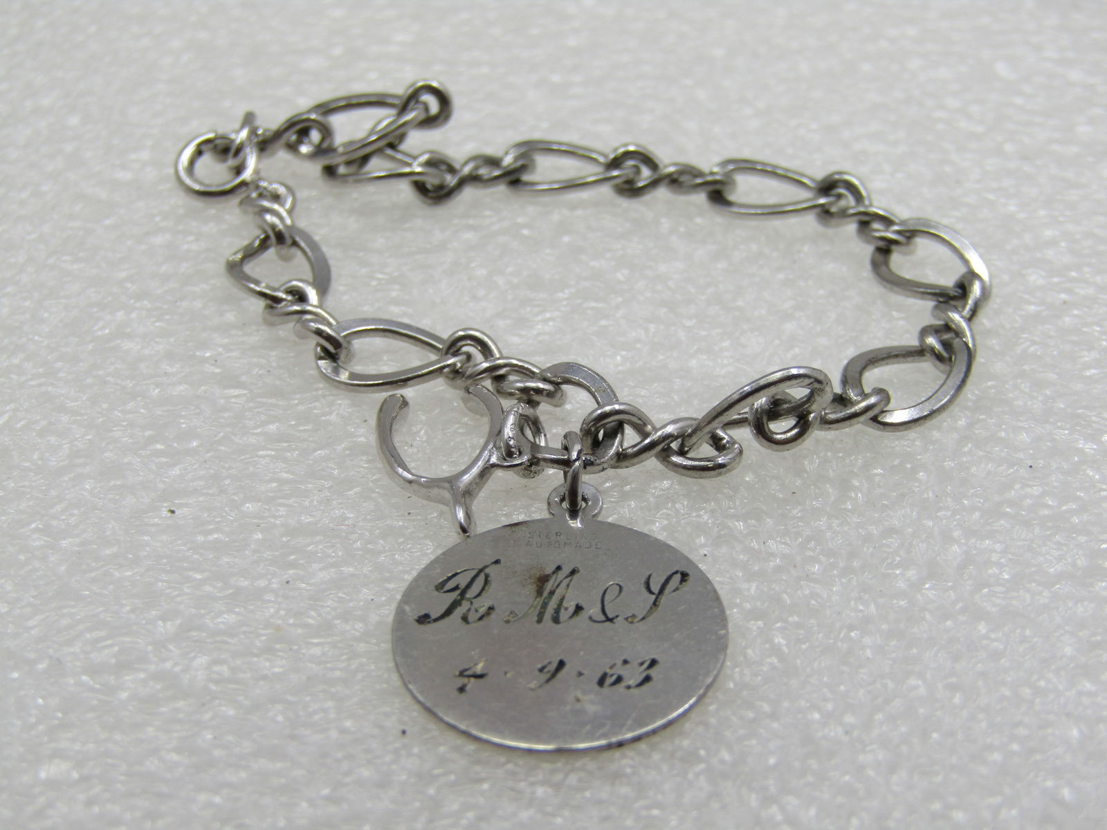 Vintage Sterling Silver Charm Bracelet, Wishbone 1960's - 4