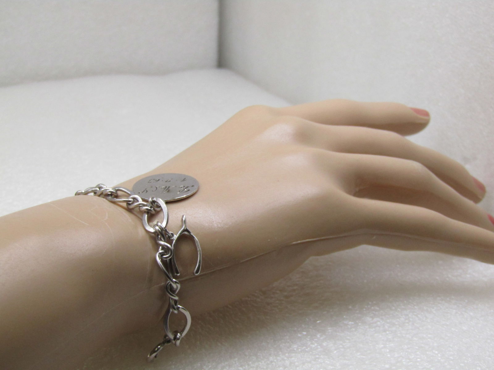 Vintage Sterling Silver Charm Bracelet, Wishbone 1960's - 5